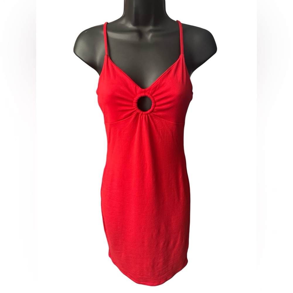 Red Spaghetti-Strap Cutout Dress NWOT